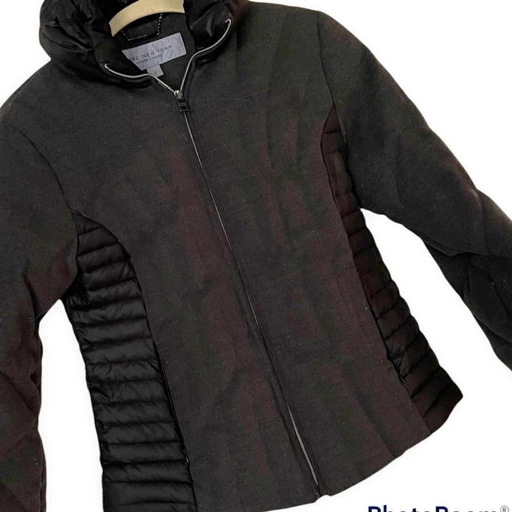 Marc New York Andrew Marc quilted charcoal and black zip up warm puffer coat S